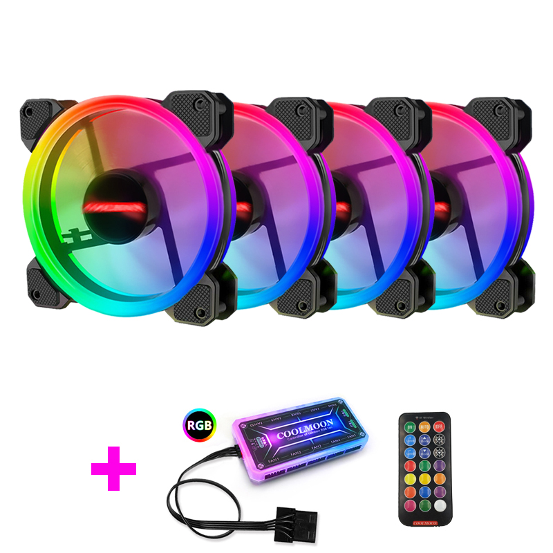 Case Fan Controller - Coolmoon behuizingsventilator, RGB-ventilator voor pc-koeling met